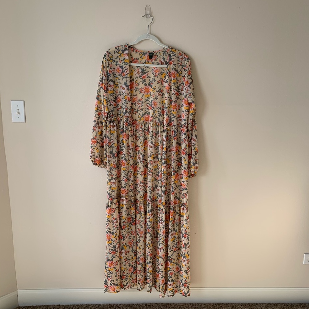 Wild Fable Floor Length Floral Kimono